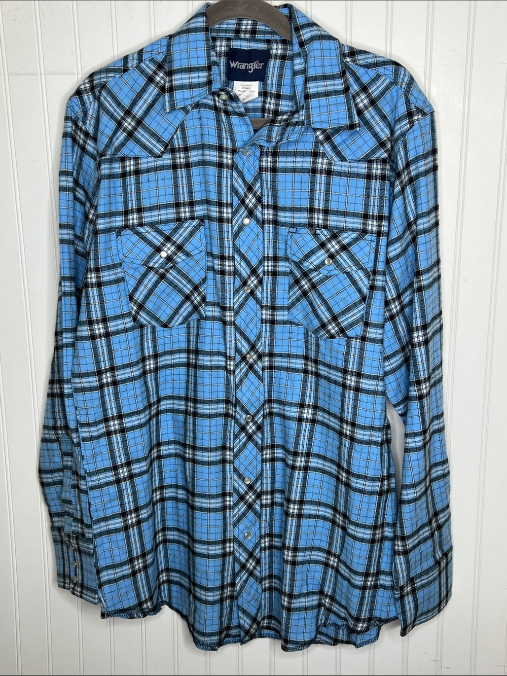 Wrangler Brushed Cotton Plaid Western Shirt Size XXL Tall